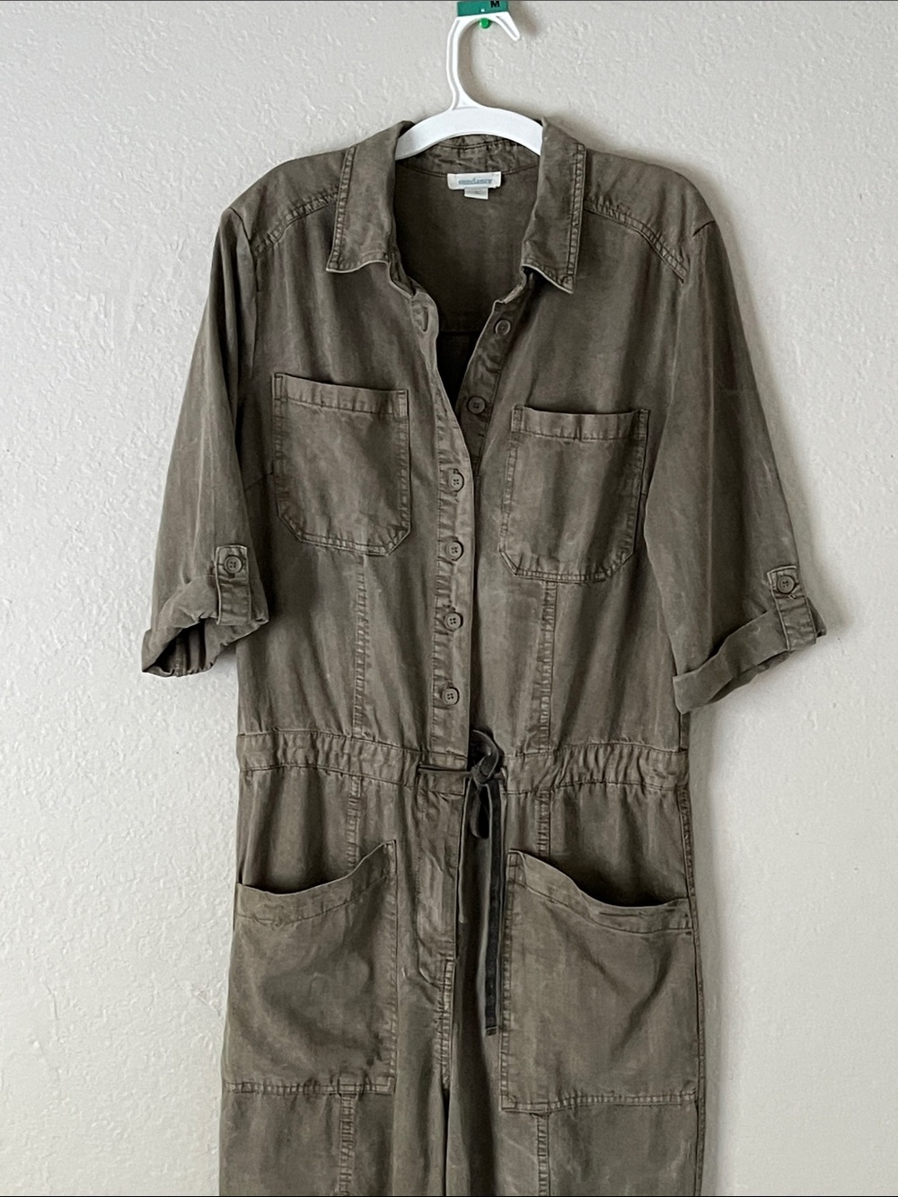 NWOT Sundance Wayside Cargo Utility Jumpsuit Vintage Wash Green Sage Size S - Picture 3 of 12